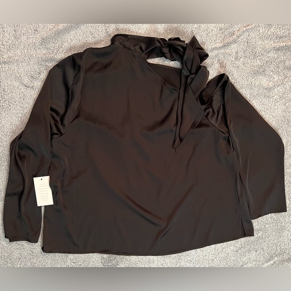 Item: NWT Eloquii Black One Shoulder Scarf Blouse - Picture 3 of 9